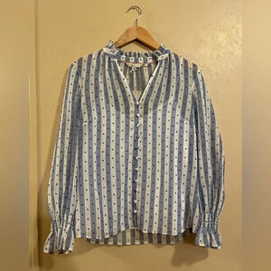 Boden Blue and White Striped Blouse